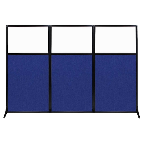 Work Station Screen 99" x 70" Royal Blue Fabric With Clear Window